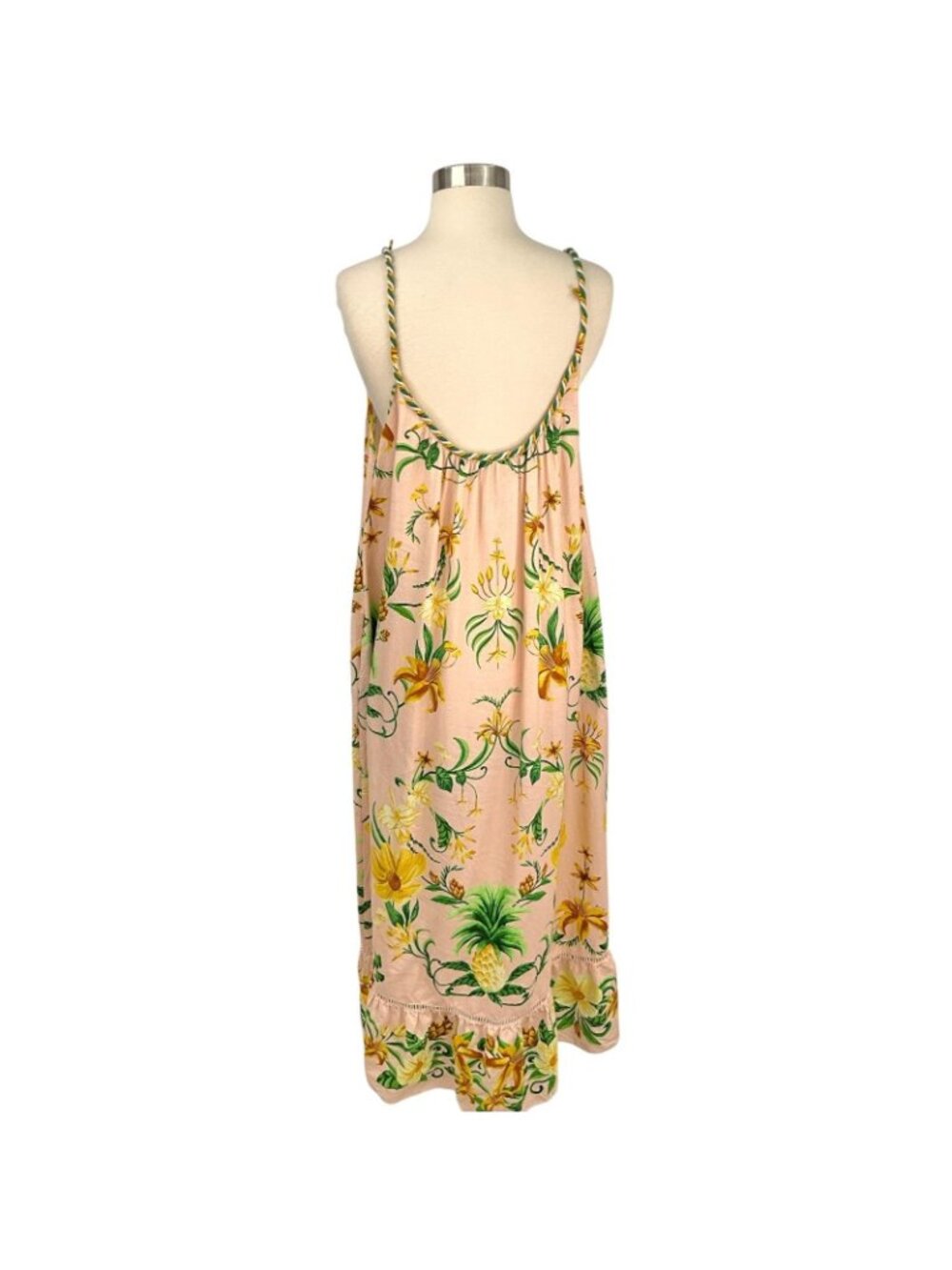 FARM Rio Pink Botanical Beauty Lenzing Ecovero Euroflax Maxi Dress Womens M READ - Picture 6 of 16
